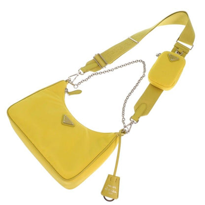 Prada Re-Nylon 2-Way Handbag Shoulder Bag Nylon Yellow Triangle Logo Chain — view 2