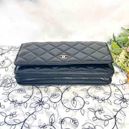 Chanel Quilted Chain Wallet Lambskin Shoulder Bag — view 7