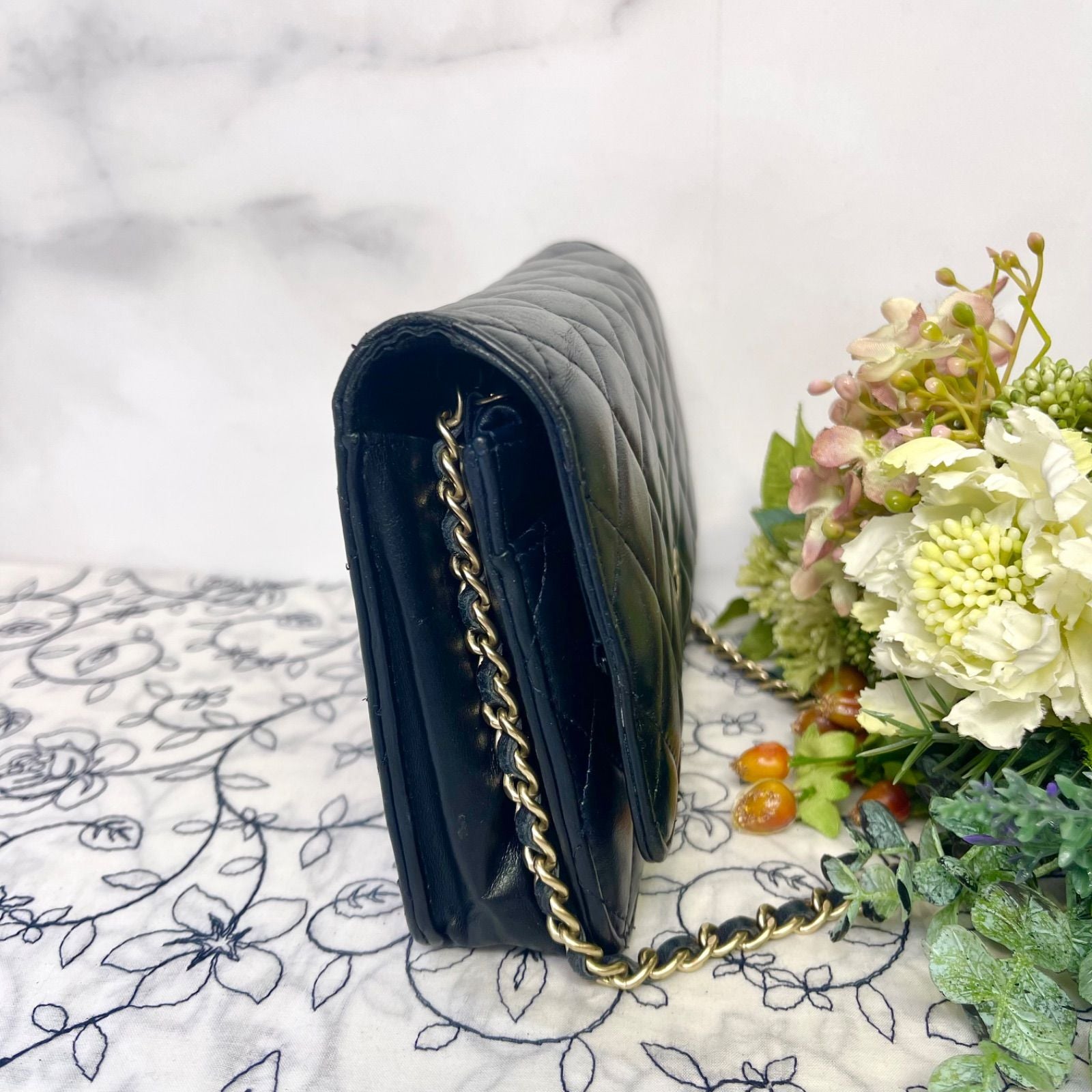 Chanel Quilted Chain Wallet Lambskin Shoulder Bag — view 5