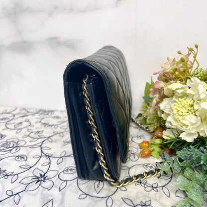 Chanel Quilted Chain Wallet Lambskin Shoulder Bag — view 5