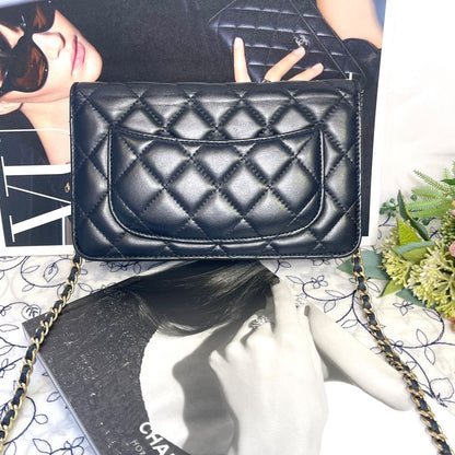 Chanel Quilted Chain Wallet Lambskin Shoulder Bag — view 2