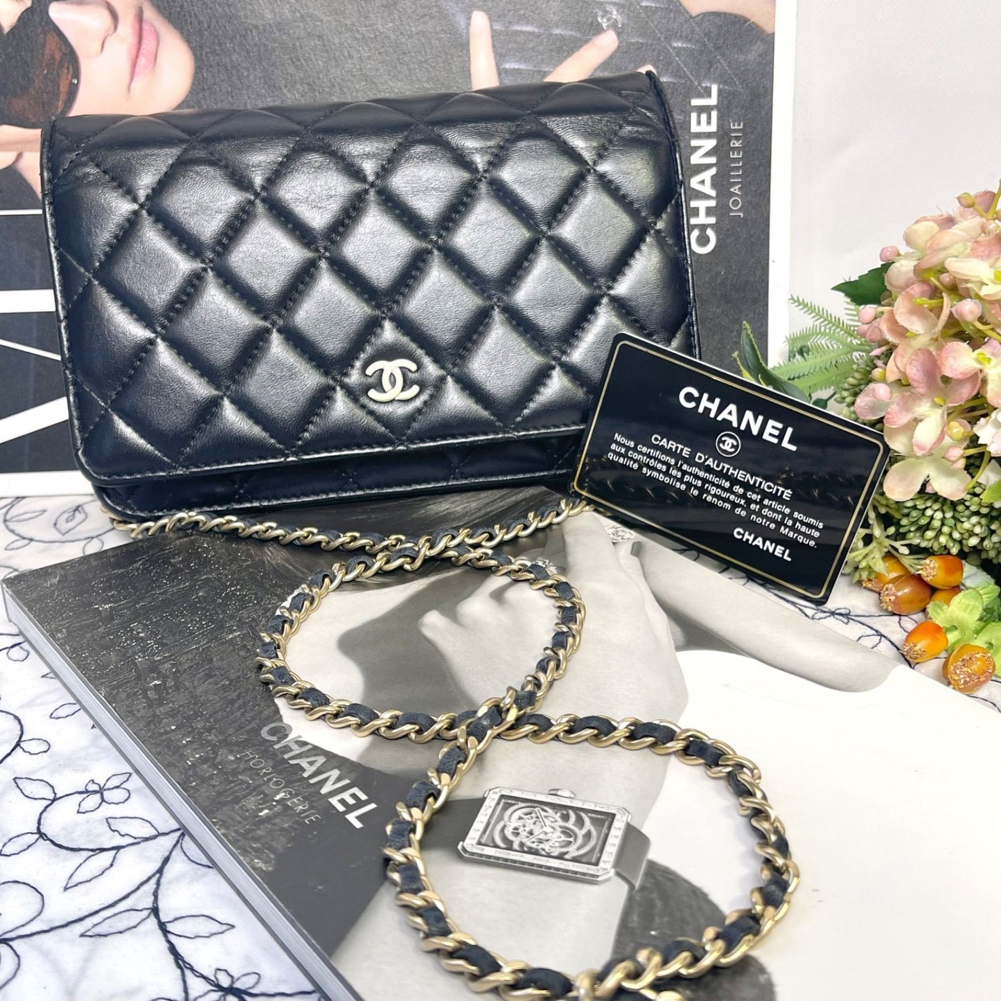 Chanel Quilted Chain Wallet Lambskin Shoulder Bag