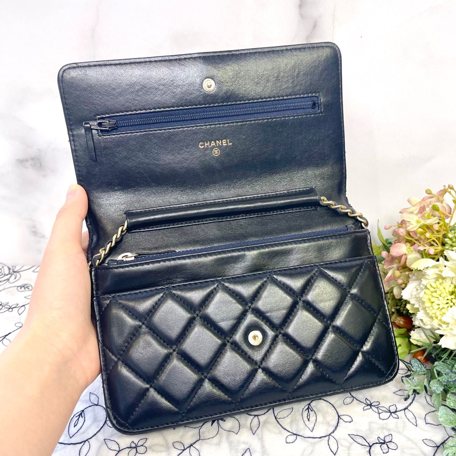 Chanel Quilted Chain Wallet Lambskin Shoulder Bag — view 8