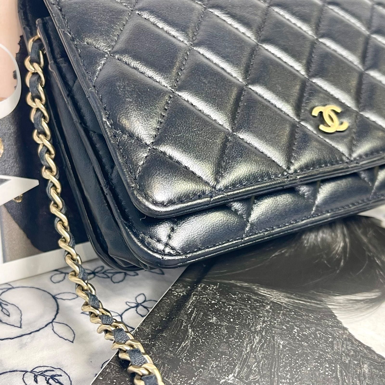 Chanel Quilted Chain Wallet Lambskin Shoulder Bag — view 3