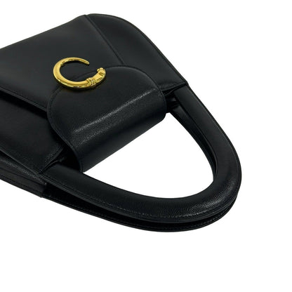 Cartier Vintage Panthere Leather Handle Mini Tote Bag Black — view 4