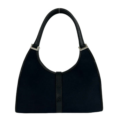 Gucci Jackie Canvas Leather Tote Shoulder Bag Handbag Black — view 3