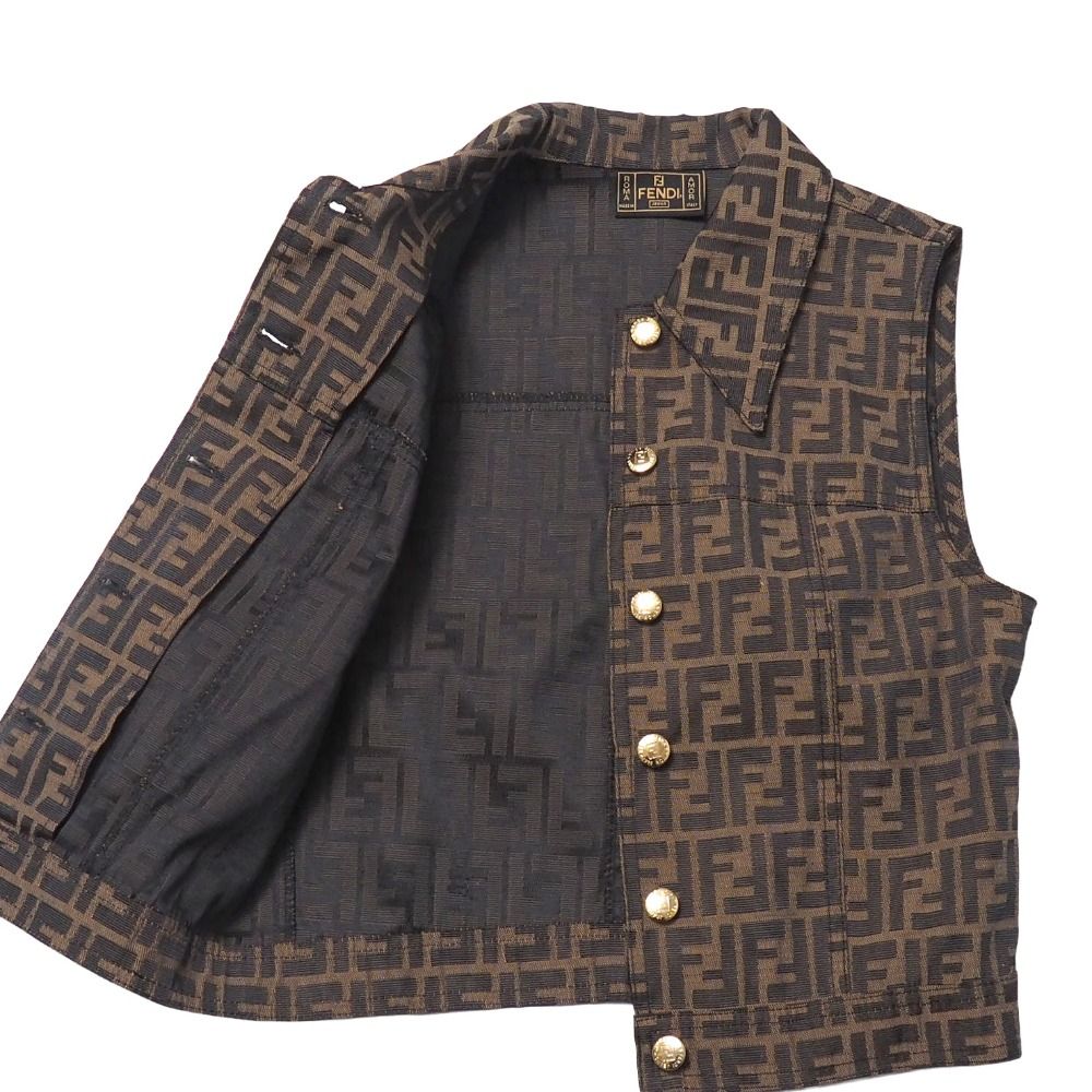 Fendi Vintage Zucca Vest 40 Gilet Double FF Button — view 6
