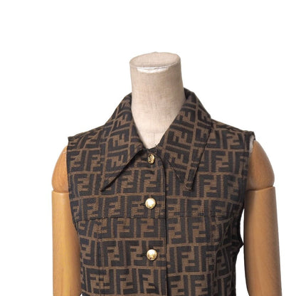 Fendi Vintage Zucca Vest 40 Gilet Double FF Button — view 2