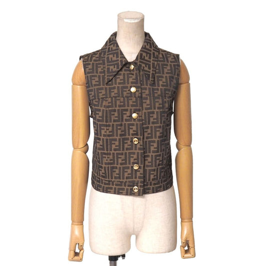 Fendi Vintage Zucca Vest 40 Gilet Double FF Button