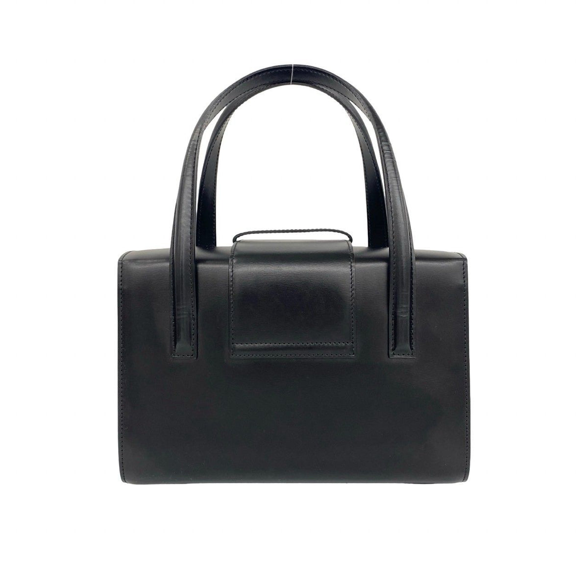 Cartier Vintage Panthere Chain Calf Leather Handle Black Handbag — view 3