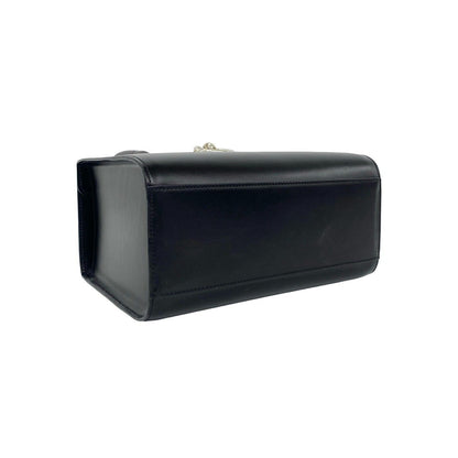 Cartier Vintage Panthere Chain Calf Leather Handle Black Handbag — view 7