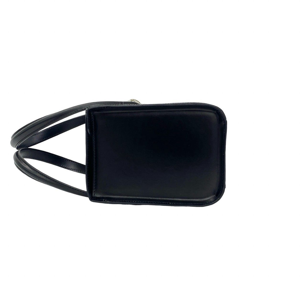 Cartier Vintage Panthere Chain Calf Leather Handle Black Handbag — view 5