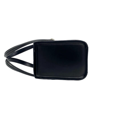 Cartier Vintage Panthere Chain Calf Leather Handle Black Handbag — view 5