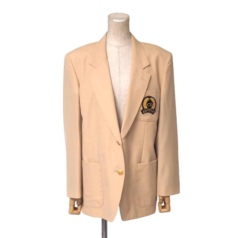 Dior Vintage Tailored Jacket L Emblem Embroidery Blazer Gold Button