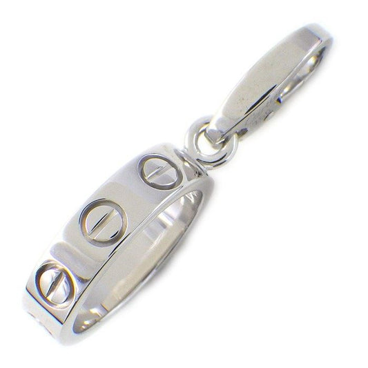 Cartier Charm Pendant Love Oval Round Circle 18K White Gold