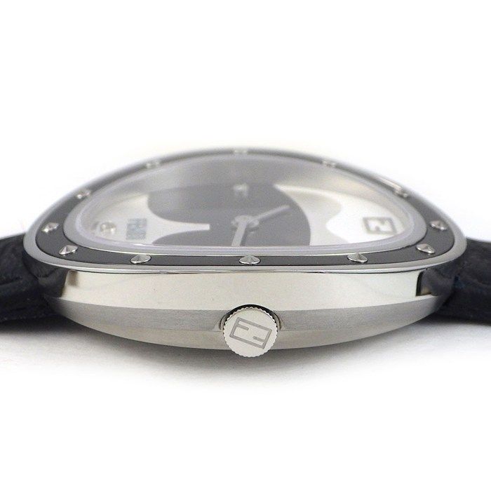 Fendi Watch My Way Black Silver Dial Leather Strap SS Quartz Analog — view 2
