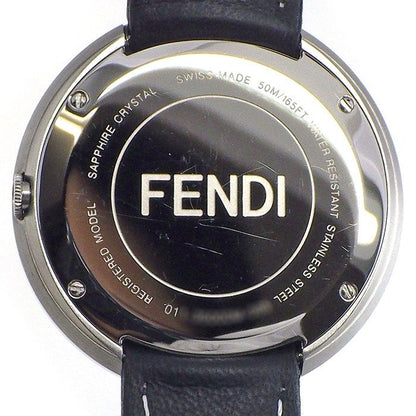 Fendi Watch My Way Black Silver Dial Leather Strap SS Quartz Analog — view 4