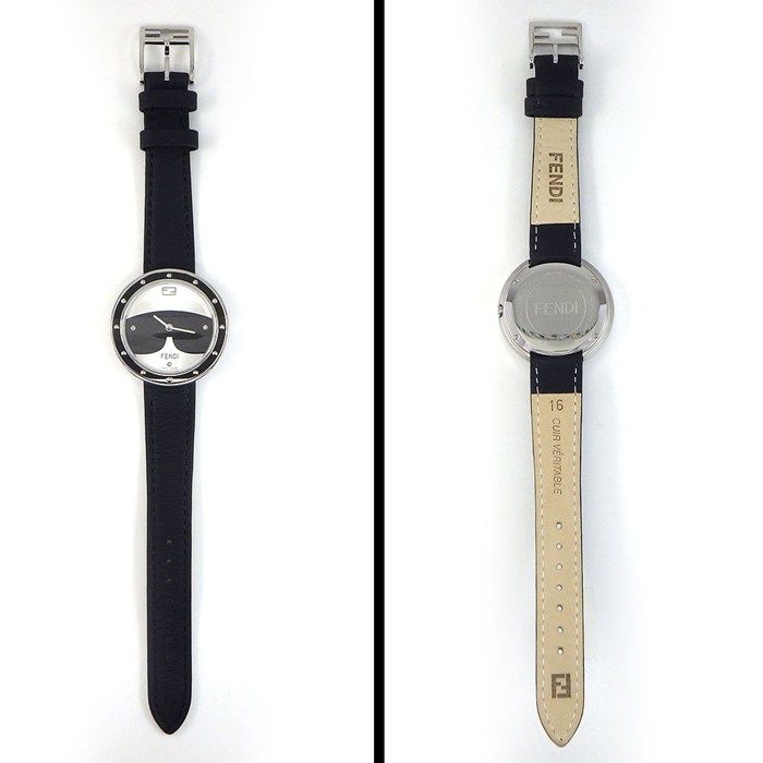 Fendi Watch My Way Black Silver Dial Leather Strap SS Quartz Analog — view 3