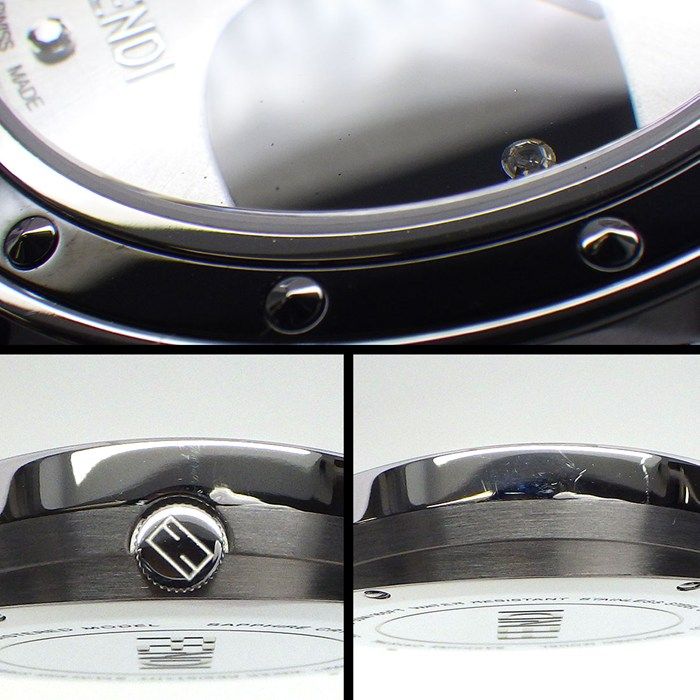 Fendi Watch My Way Black Silver Dial Leather Strap SS Quartz Analog — view 5