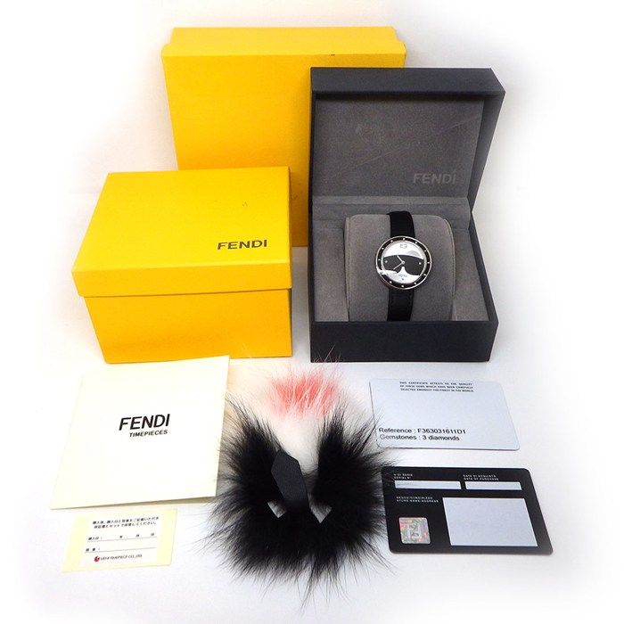 Fendi Watch My Way Black Silver Dial Leather Strap SS Quartz Analog — view 8
