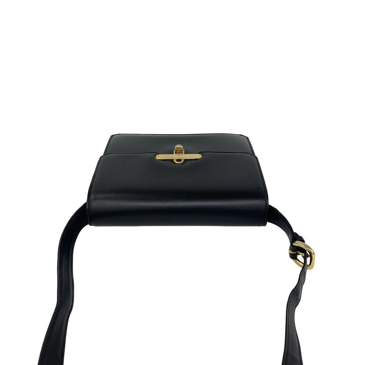 Gucci Vintage Turnlock Calf Leather Shoulder Bag Pochette Black — view 4