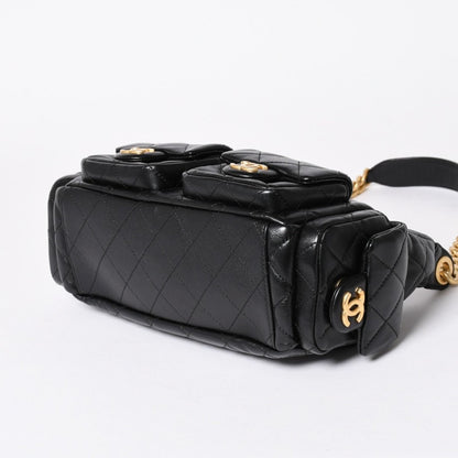 Chanel Large Hobo Stand CC Logo Lambskin Black — view 7