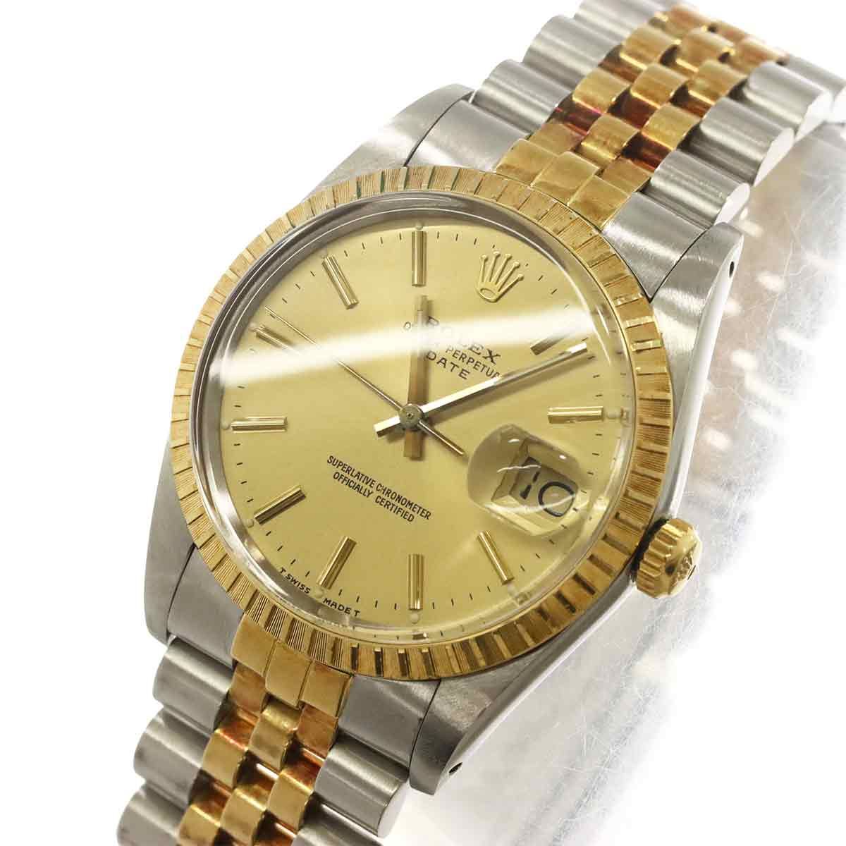 Rolex Oyster Perpetual Date Number Watch 18K Yellow Gold Automatic — view 7