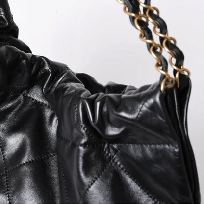 Chanel 22 Medium Chain Bag CC Logo Shiny Calfskin — view 5