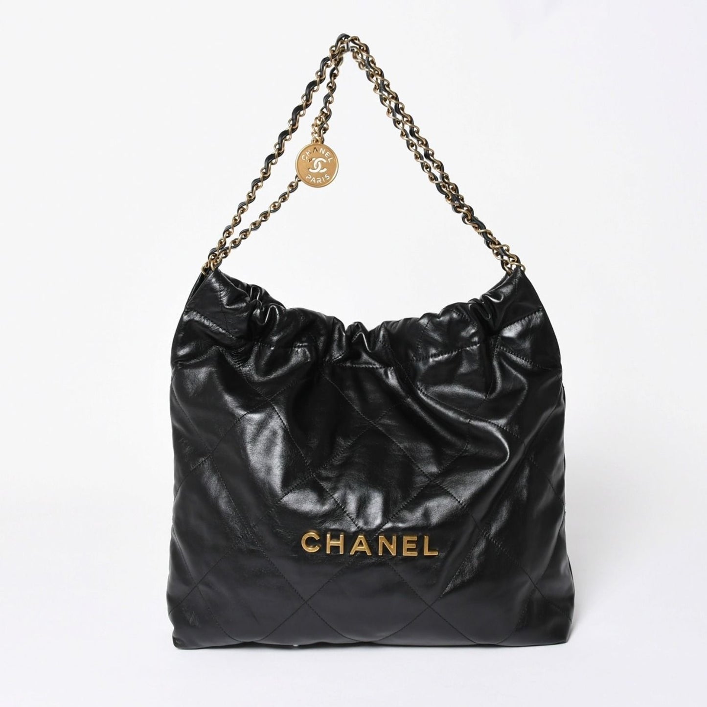 Chanel 22 Medium Chain Bag CC Logo Shiny Calfskin — view 2