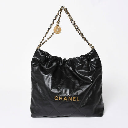 Chanel 22 Medium Chain Bag CC Logo Shiny Calfskin — view 2