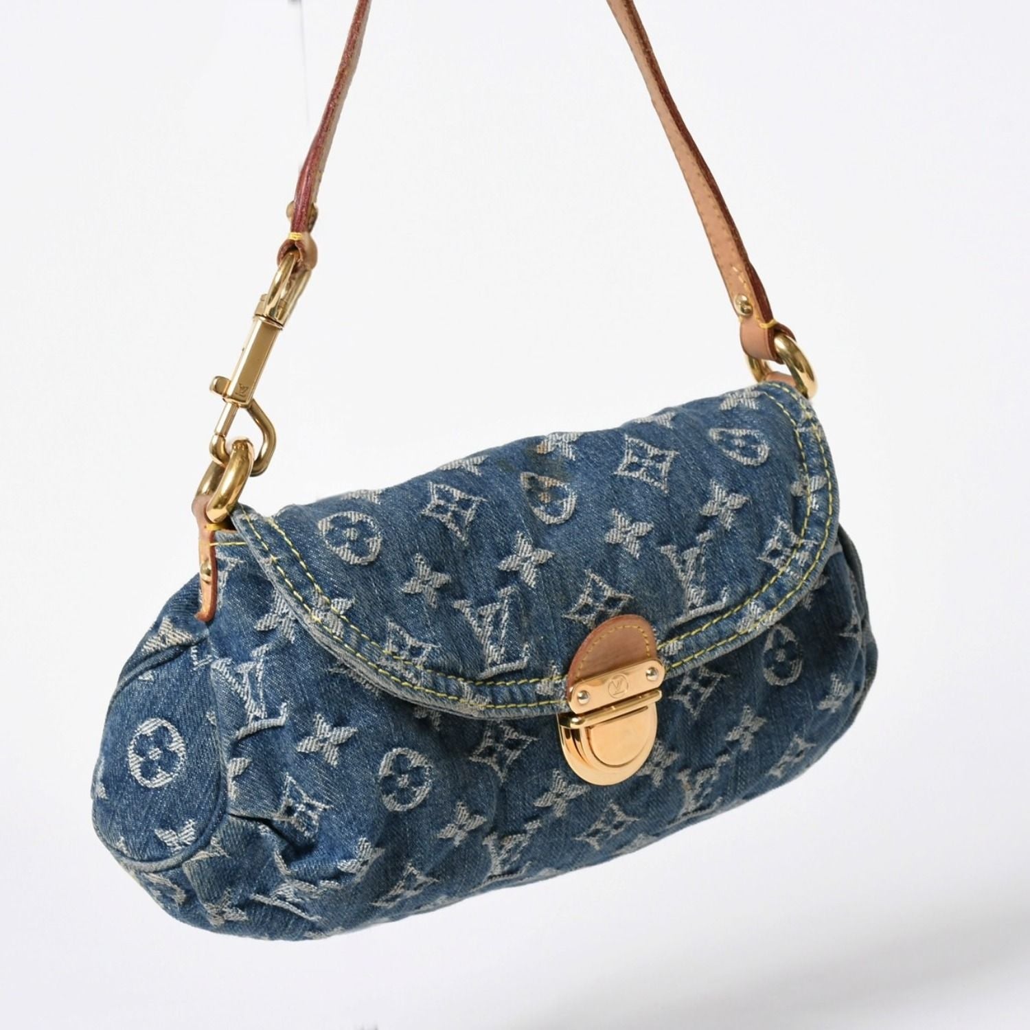 Louis Vuitton Mini Pleaty Bag Monogram Denim Indigo Blue — view 3
