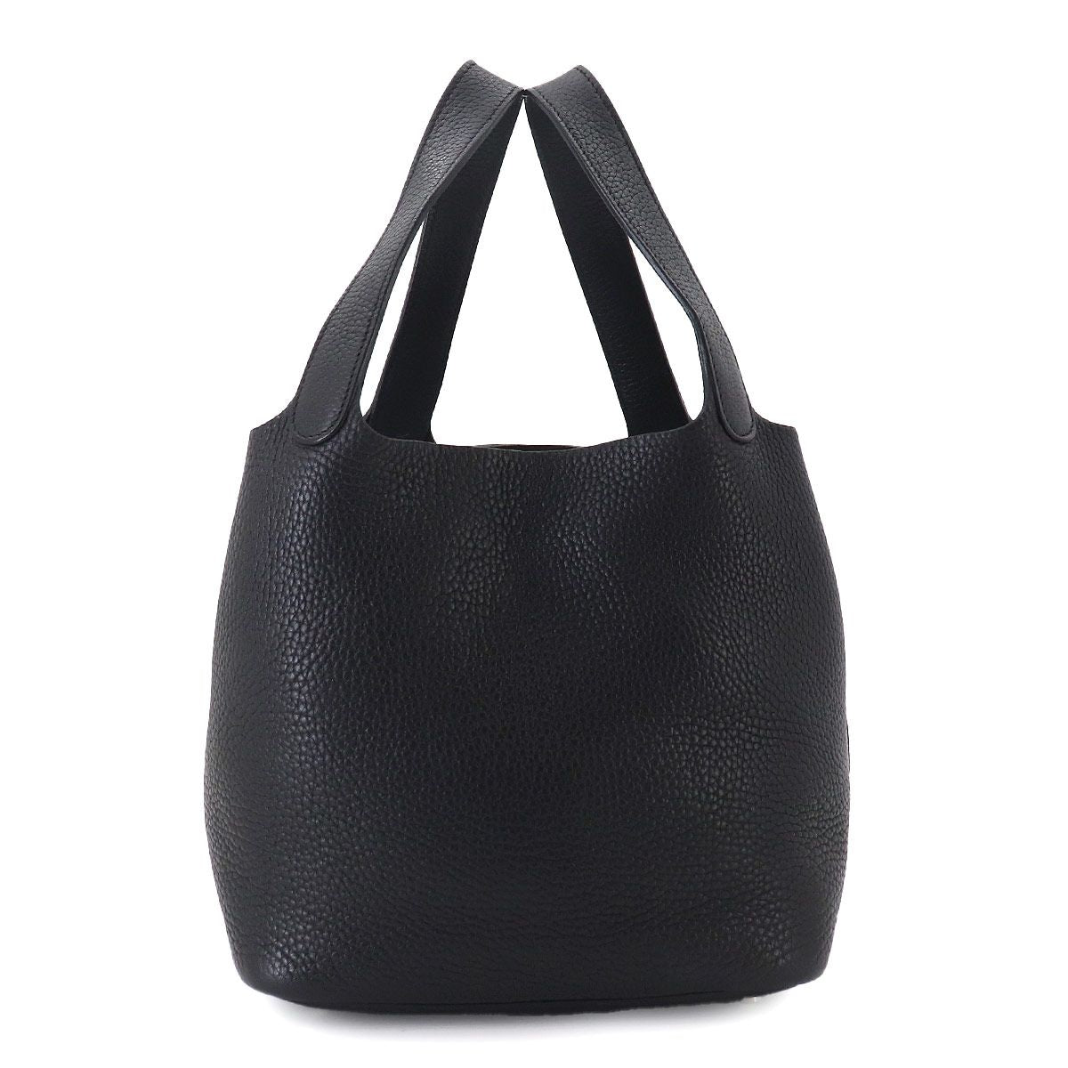 Hermes Picotin MM Hand Bag Taurillon Clemence Black Silver — view 2