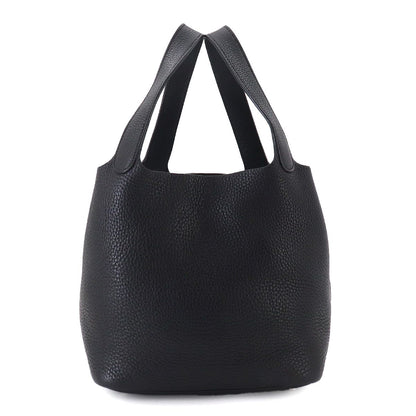 Hermes Picotin MM Hand Bag Taurillon Clemence Black Silver — view 2