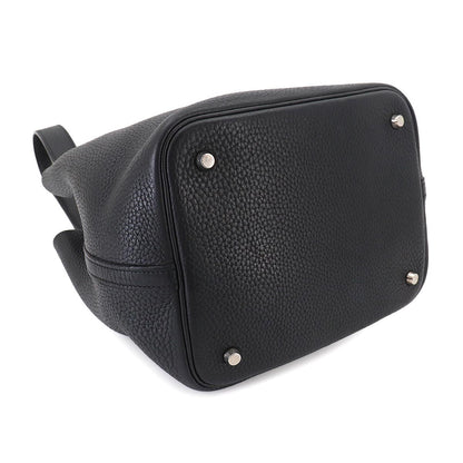 Hermes Picotin MM Hand Bag Taurillon Clemence Black Silver — view 4