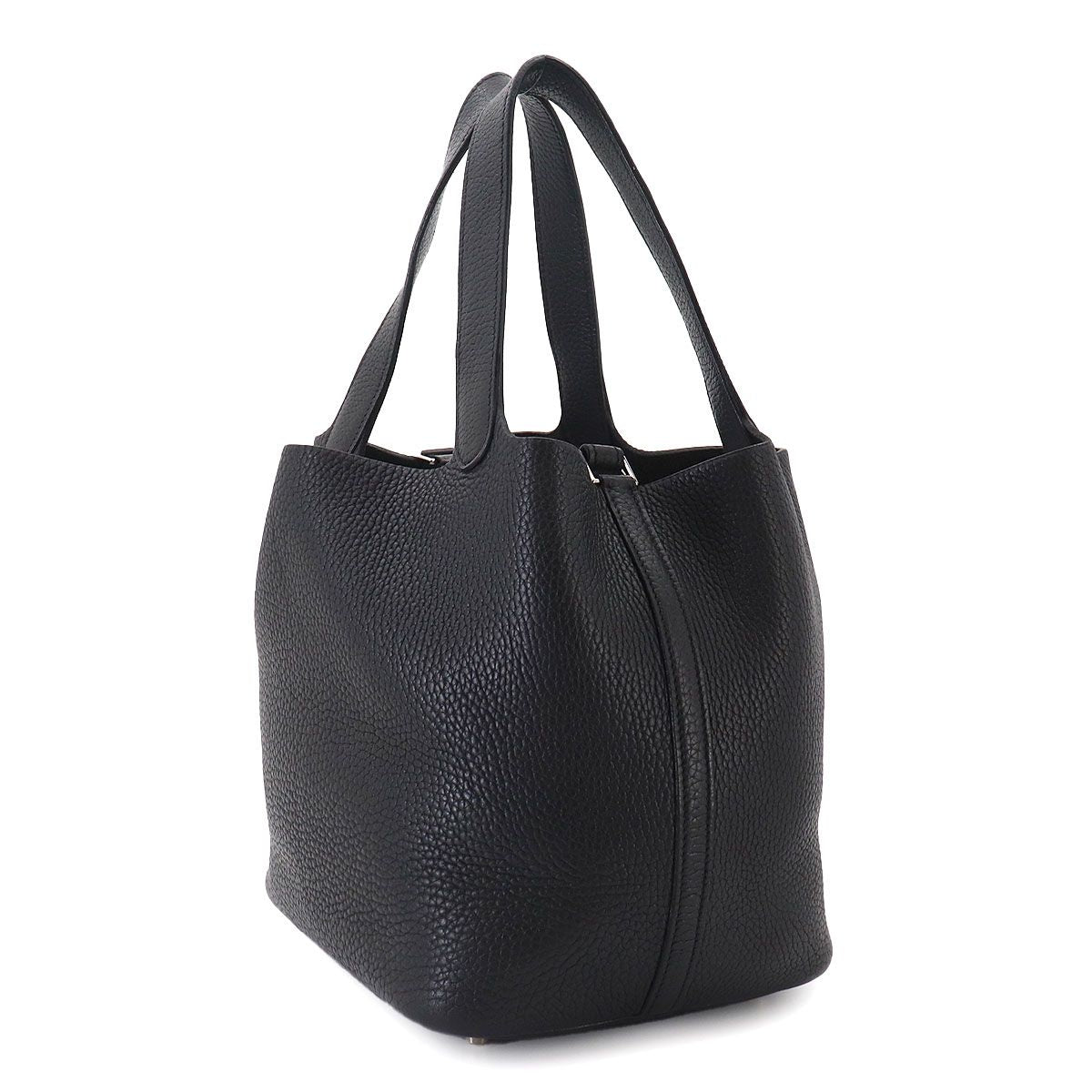 Hermes Picotin MM Hand Bag Taurillon Clemence Black Silver — view 3