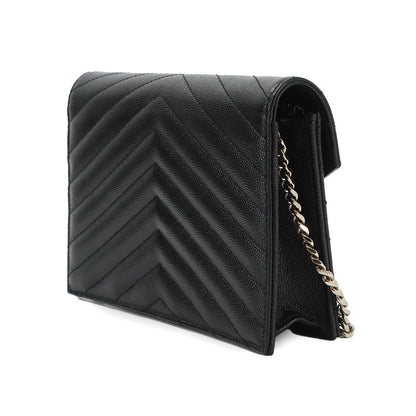 Saint Laurent Cassandra Envelope Chain Wallet Leather Black Shoulder Bag — view 4