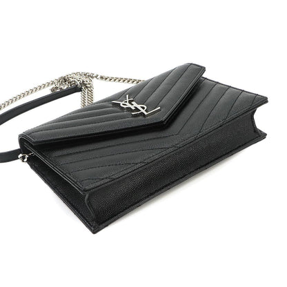 Saint Laurent Cassandra Envelope Chain Wallet Leather Black Shoulder Bag — view 5