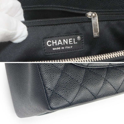 Chanel Quilted Grand Shopping Chain Tote Bag GST Caviar Leather Black — view 8