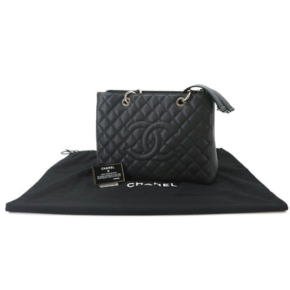 Chanel Quilted Grand Shopping Chain Tote Bag GST Caviar Leather Black — view 2