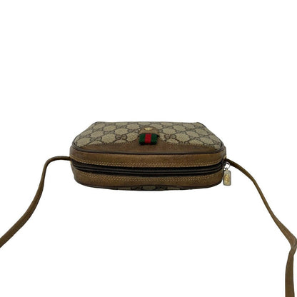 Gucci Vintage Sherry Line GG Logo Leather Shoulder Bag Pochette Brown — view 4