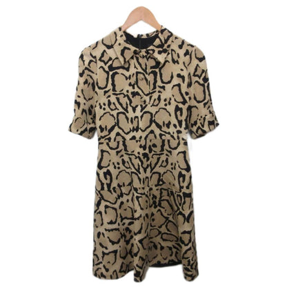 Gucci Silk Dress Short Sleeve Calfskin Long Leopard Print 100% 38 Beige Black — view 2