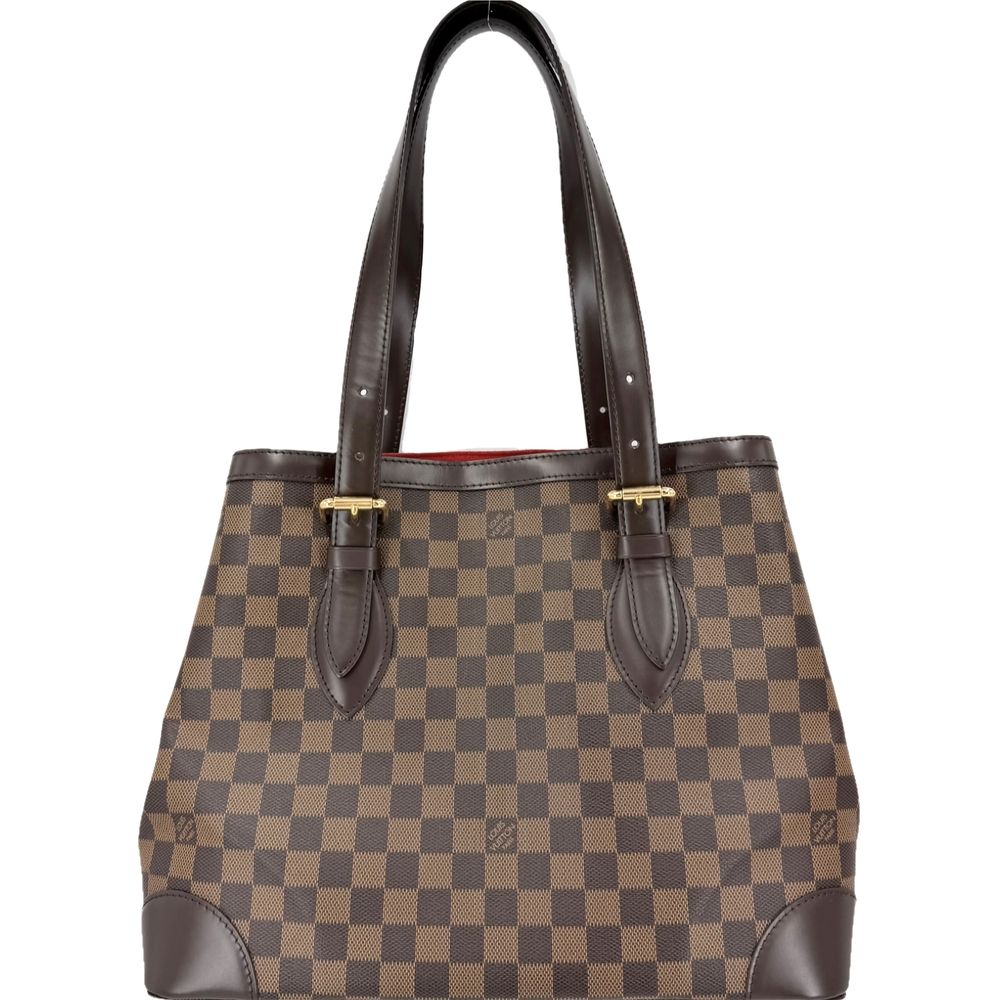 Louis Vuitton Tote Hampstead MM Handbag Shoulder Damier Canvas Brown Gold — view 2
