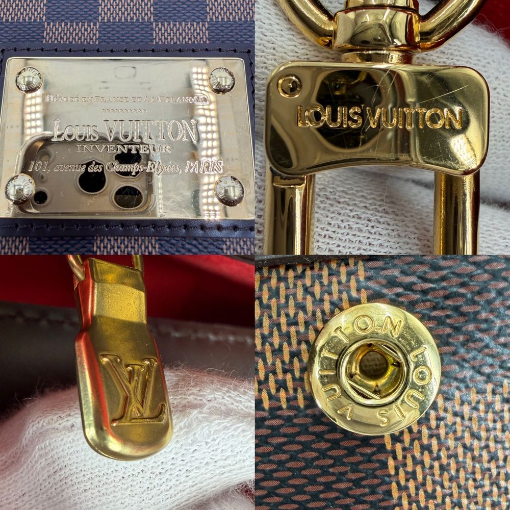 Louis Vuitton Tote Hampstead MM Handbag Shoulder Damier Canvas Brown Gold — view 5
