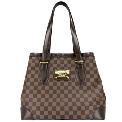 Louis Vuitton Tote Hampstead MM Handbag Shoulder Damier Canvas Brown Gold