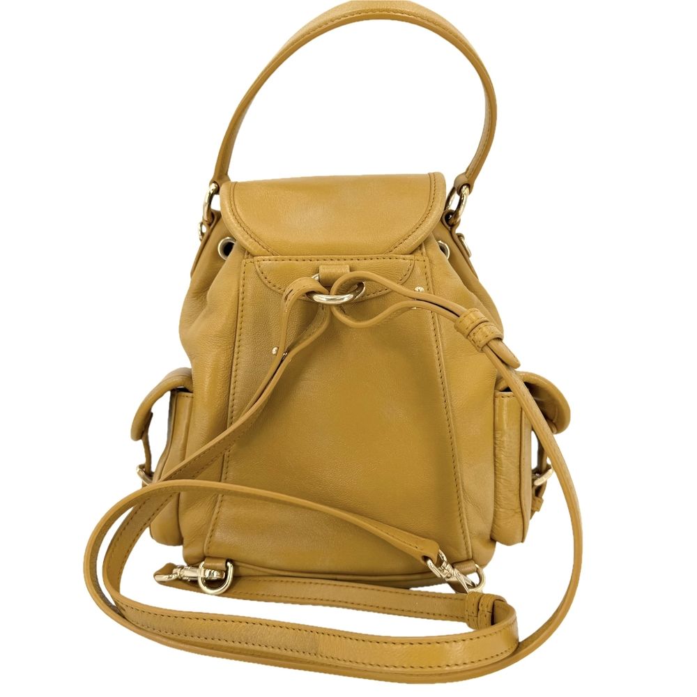Miu Miu 2-Way Backpack Handbag Mustard Miu Miu Leather Yellow Gold Vintage — view 2