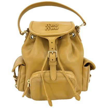 Miu Miu 2-Way Backpack Handbag Mustard Miu Miu Leather Yellow Gold Vintage