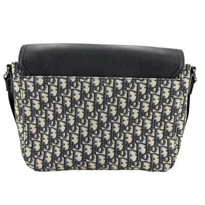 Dior Shoulder Bag with Oblique Saddle Flap Crossbody Leather Canvas Black Beige — view 2