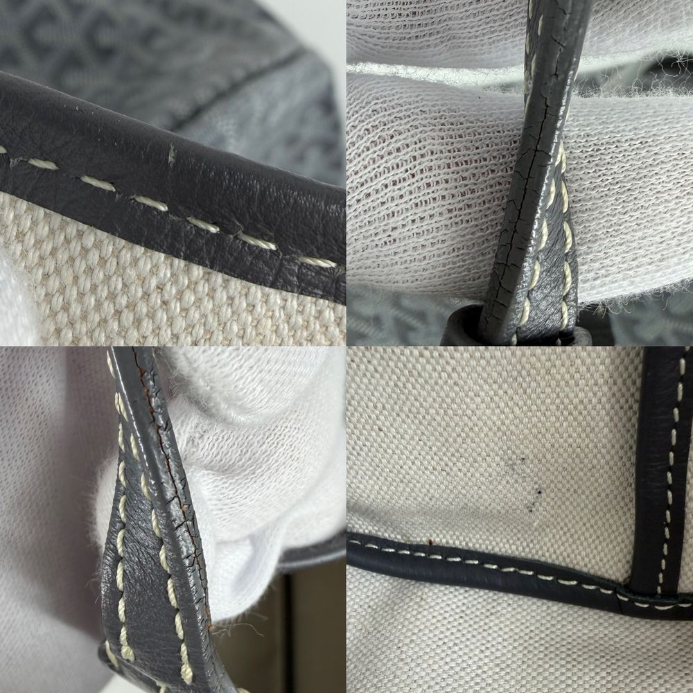 Goyard Tote Herringbone Saint Louis GM Handbag Shoulder Leather Gray Silver — view 6