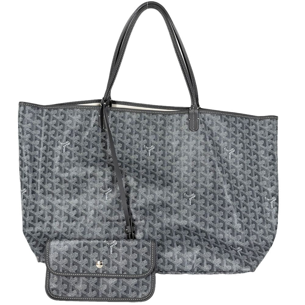 Goyard Tote Herringbone Saint Louis GM Handbag Shoulder Leather Gray Silver