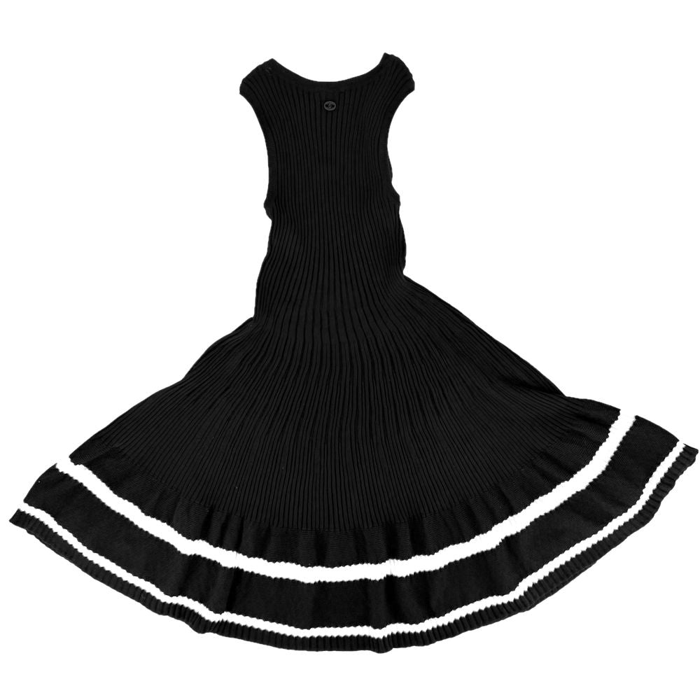 Chanel Dress Pleated Sleeveless CC Logo 34 Black White Cotton Spring Summer — view 2